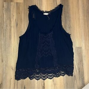 Navy Blue Lace Tank Top